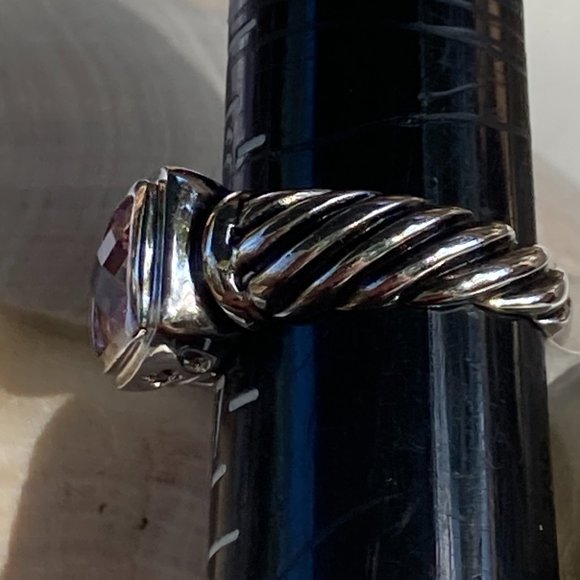 NWT pink faceted CZ gem in sterling silver braided setting ring - Picture 6 of 8